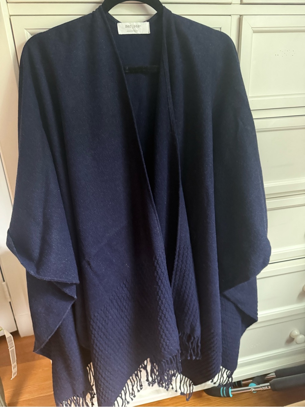 Navy Open-Front Women’s Poncho Wrap
